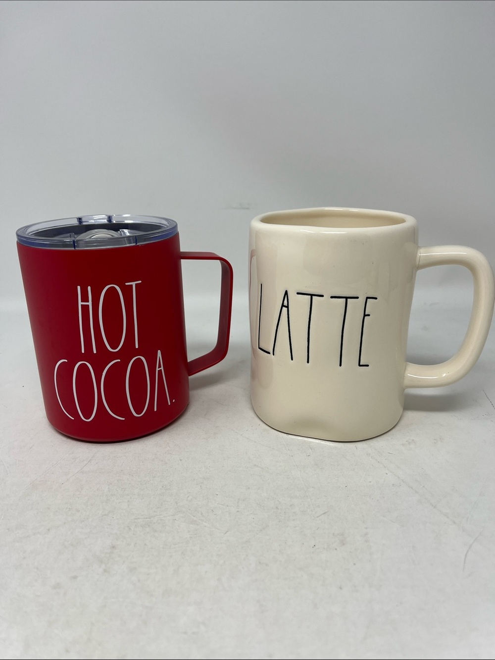 RAE DUNN BUNDLE INSULATED HOT COCOA WITH LID & OFF WHITE LATTE MUG NEW - Picture 2 of 12